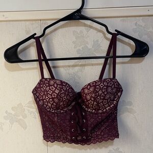 Victoria's Secret Deep Purple Lace Corset Bra